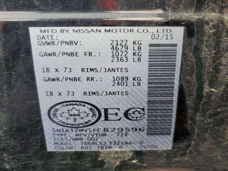 Продаж на аукціоні авто 2015 Nissan Rogue, vin: 5N1AT2MV5FC829596, номер лоту: 66219586