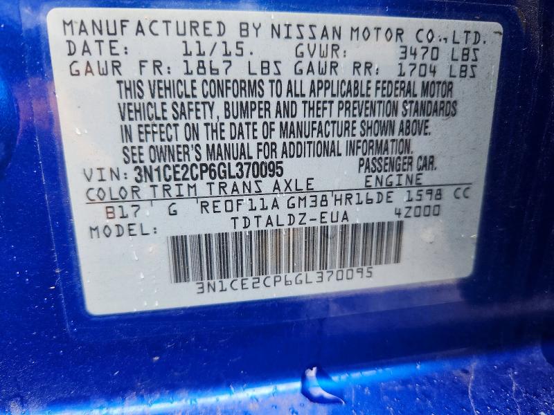 Aukcja sprzedaży 2016 Nissan Versa Note, vin: 3N1CE2CP6GL370095, numer aukcji: 65344976