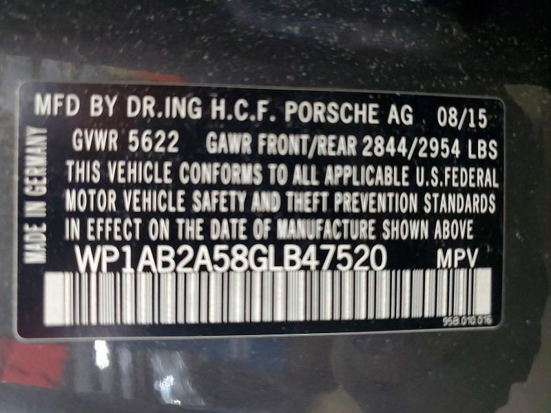 64261866 :رقم المزاد ، WP1AB2A58GLB47520 vin ، 2016 Porsche Macan مزاد بيع
