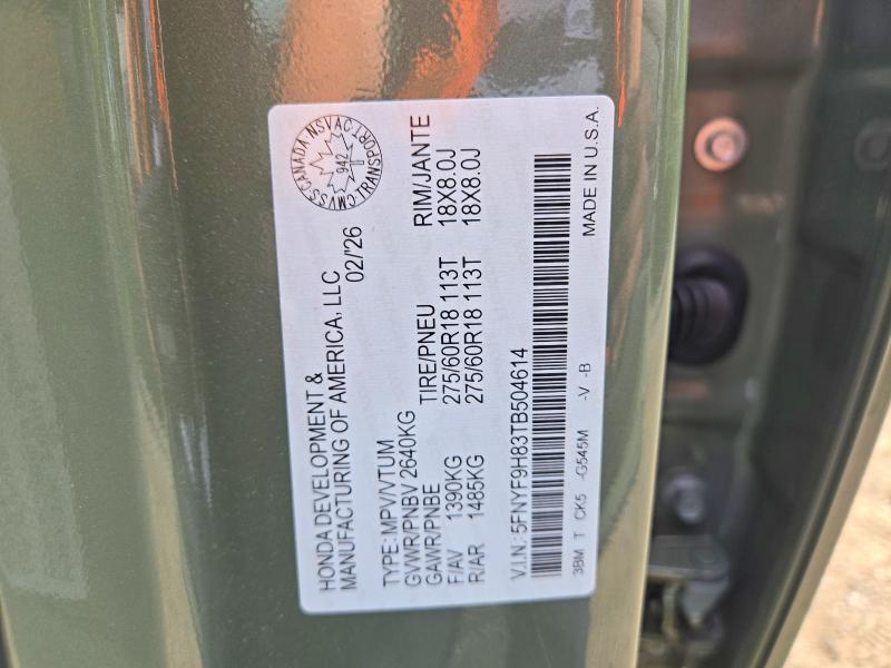 2026 Honda Passport მანქანა იყიდება აუქციონზე, vin: 5FNYF9H83TB504614, აუქციონის ნომერი: 64812696