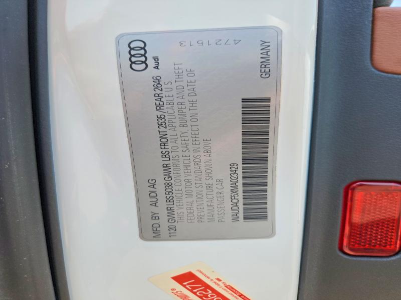 2021 Audi A5 მანქანა იყიდება აუქციონზე, vin: WAUDACF5XMA023429, აუქციონის ნომერი: 62927406