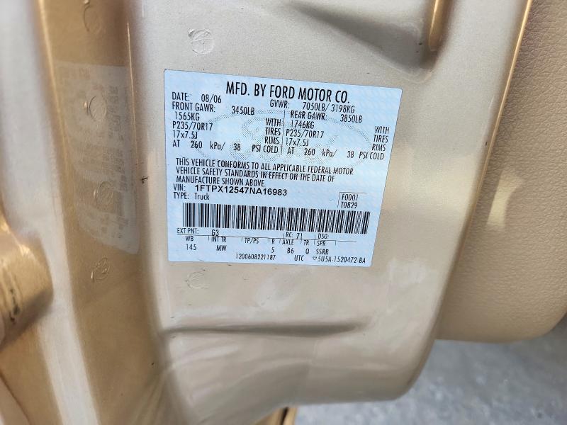 Продаж на аукціоні авто 2007 Ford F150, vin: 1FTPX12547NA16983, номер лоту: 65878426