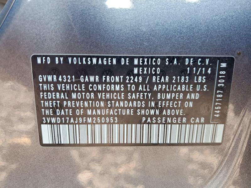 Продаж на аукціоні авто 2015 Volkswagen Jetta, vin: 3VWD17AJ9FM250953, номер лоту: 64049586