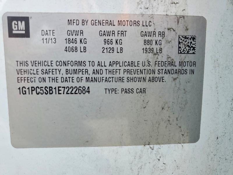 Продажа на аукционе авто 2014 Chevrolet Cruze, vin: 1G1PC5SB1E7222684, номер лота: 64716996