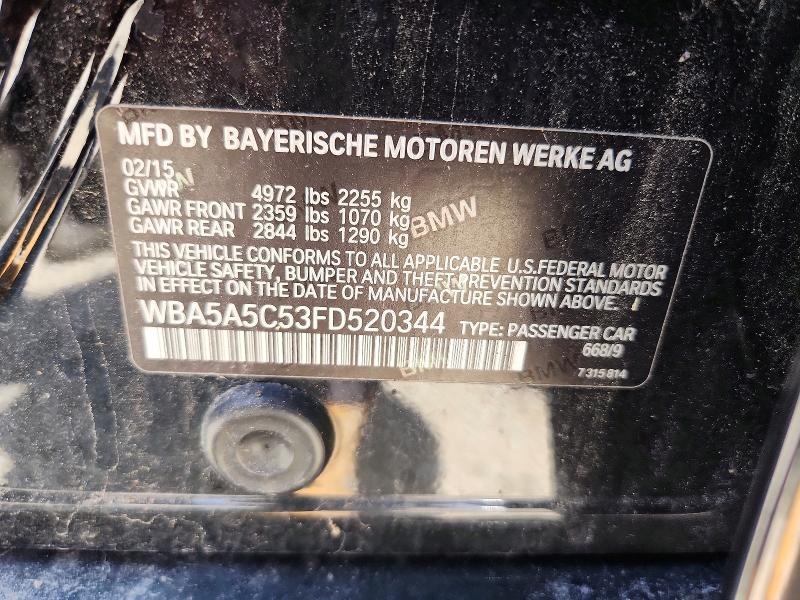 63857866 :رقم المزاد ، WBA5A5C53FD520344 vin ، 2015 Bmw 528 مزاد بيع