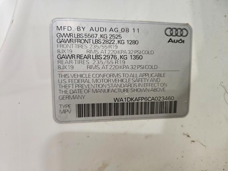 Aukcja sprzedaży 2012 Audi Q5, vin: WA1DKAFP6CA023460, numer aukcji: 66141876