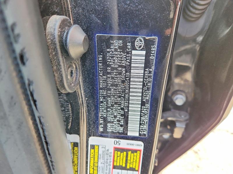 2019 Toyota Camry მანქანა იყიდება აუქციონზე, vin: 4T1B31HK1KU005419, აუქციონის ნომერი: 64658166
