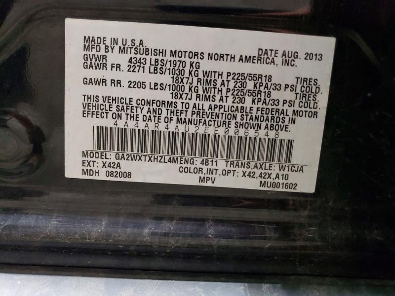 Продажа на аукционе авто 2014 Mitsubishi Outlander Sport, vin: 4A4AR4AU2EE006548, номер лота: 65591386