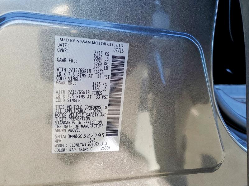 2016 Infiniti Qx60 მანქანა იყიდება აუქციონზე, vin: 5N1AL0MM8GC527295, აუქციონის ნომერი: 66609956