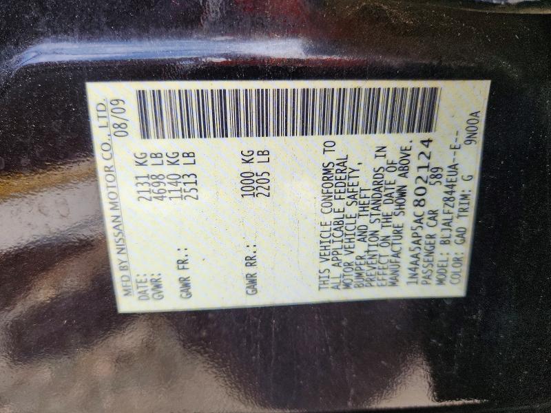 66559646 :رقم المزاد ، 1N4AA5AP5AC802124 vin ، 2010 Nissan Maxima مزاد بيع