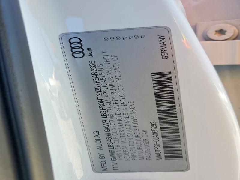 65137746 :رقم المزاد ، WAUTPBFF0JA065293 vin ، 2018 Audi A3 مزاد بيع