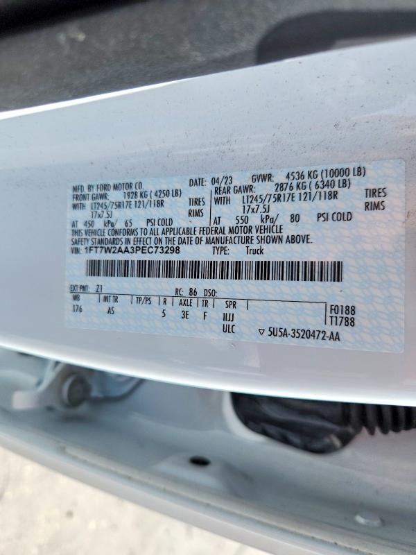 2023 Ford F250 მანქანა იყიდება აუქციონზე, vin: 1FT7W2AA3PEC73298, აუქციონის ნომერი: 65183946