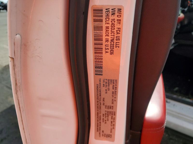 Aukcja sprzedaży 2022 Dodge Durango, vin: 1C4SDJCT7NC222436, numer aukcji: 63621096