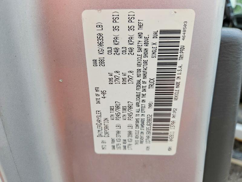 2005 Dodge Ram 1500 მანქანა იყიდება აუქციონზე, vin: 1D7HA16K65J628652, აუქციონის ნომერი: 64536676