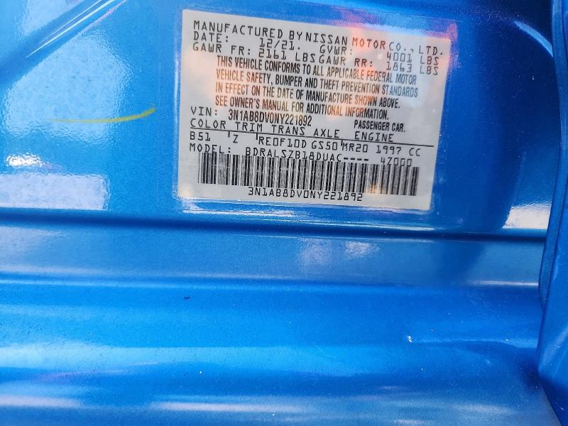 Aukcja sprzedaży 2022 Nissan Sentra, vin: 3N1AB8DV0NY221892, numer aukcji: 64161496