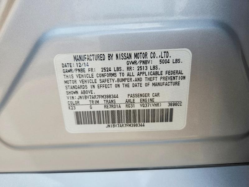 Продаж на аукціоні авто 2015 Infiniti Q50, vin: JN1BV7AR7FM398344, номер лоту: 64937686