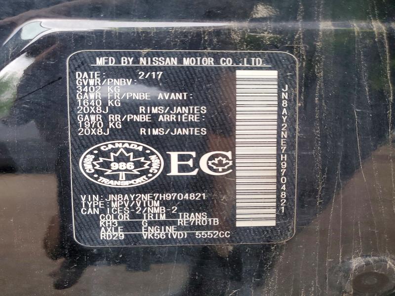65116066 :رقم المزاد ، JN8AY2NE7H9704821 vin ، 2017 Nissan Armada مزاد بيع