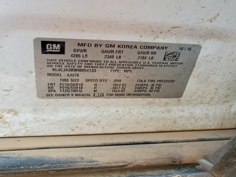 Продажа на аукционе авто 2017 Buick Encore, vin: KL4CJASB0HB054133, номер лота: 64789456
