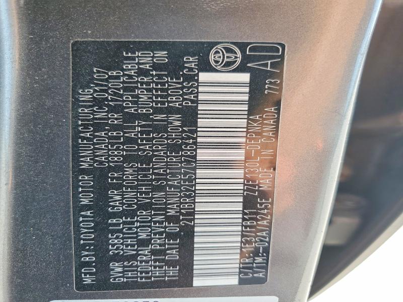 Aukcja sprzedaży 2007 Toyota Corolla, vin: 2T1BR32E57C786421, numer aukcji: 64692666