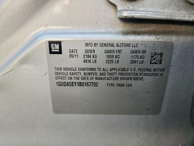 2011 Cadillac Cts მანქანა იყიდება აუქციონზე, vin: 1G6DA5EY3B0167792, აუქციონის ნომერი: 65157086