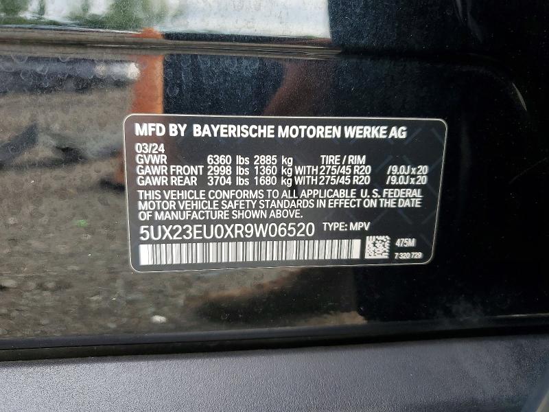 62826616 :رقم المزاد ، 5UX23EU0XR9W06520 vin ، 2024 Bmw X5 مزاد بيع