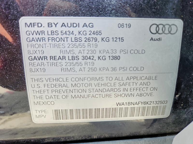 63296396 :رقم المزاد ، WA1BNAFY6K2132503 vin ، 2019 Audi Q5 مزاد بيع