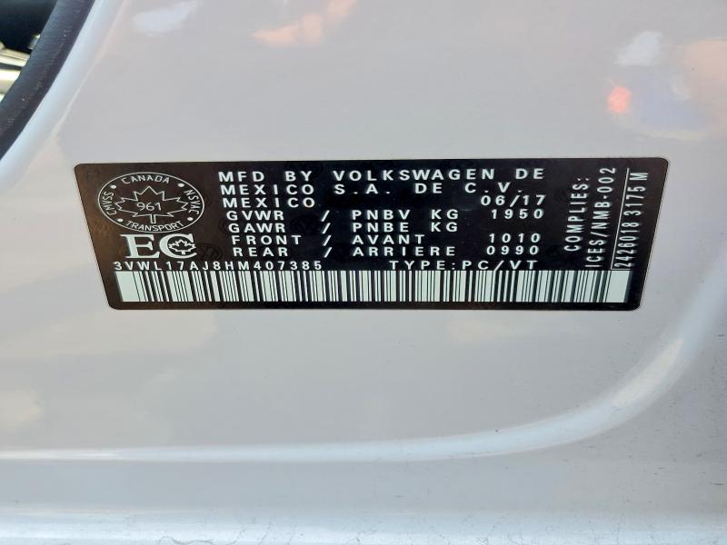 64929996 :رقم المزاد ، 3VWL17AJ8HM407385 vin ، 2017 Volkswagen Jetta مزاد بيع
