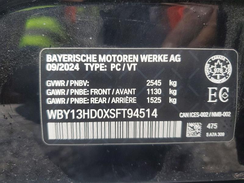 Продаж на аукціоні авто 2025 Bmw I4, vin: WBY13HD0XSFT94514, номер лоту: 66134656