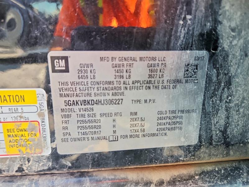 66175616 :رقم المزاد ، 5GAKVBKD4HJ306227 vin ، 2017 Buick Enclave مزاد بيع