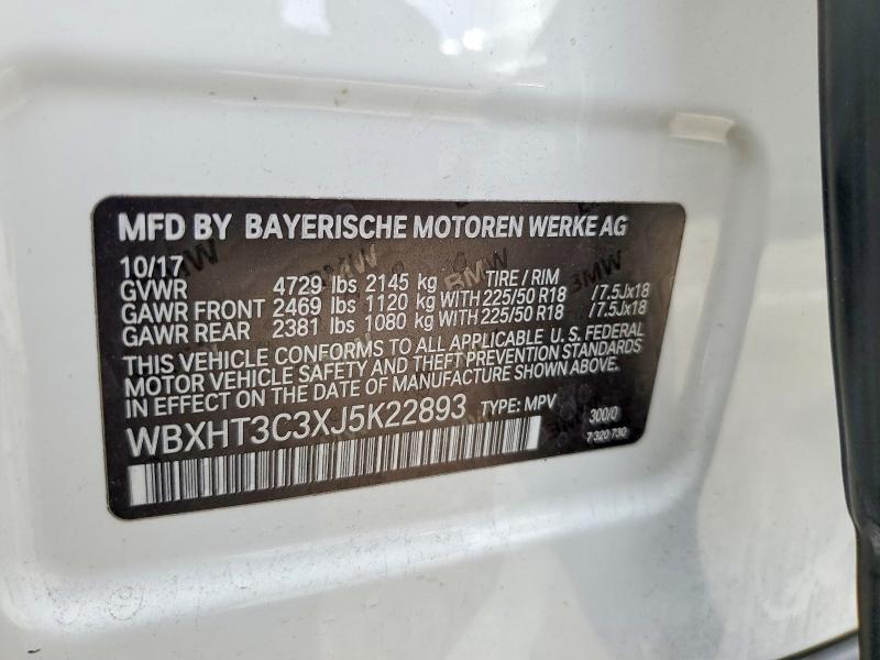 2018 Bmw X1 მანქანა იყიდება აუქციონზე, vin: WBXHT3C3XJ5K22893, აუქციონის ნომერი: 66100316