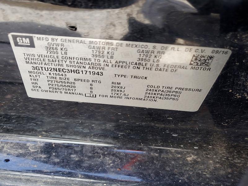 2017 Gmc Sierra მანქანა იყიდება აუქციონზე, vin: 3GTU2NEC3HG171943, აუქციონის ნომერი: 64229246