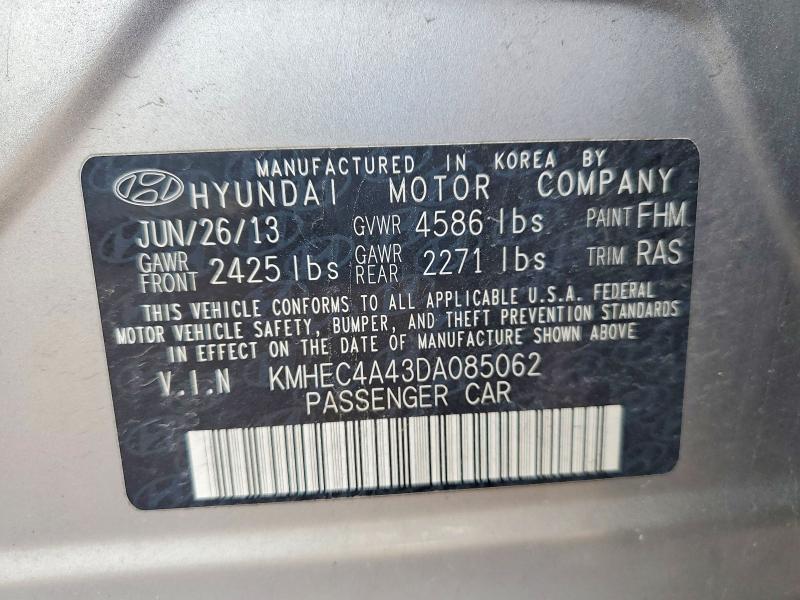 Aukcja sprzedaży 2013 Hyundai Sonata, vin: KMHEC4A43DA085062, numer aukcji: 65117476
