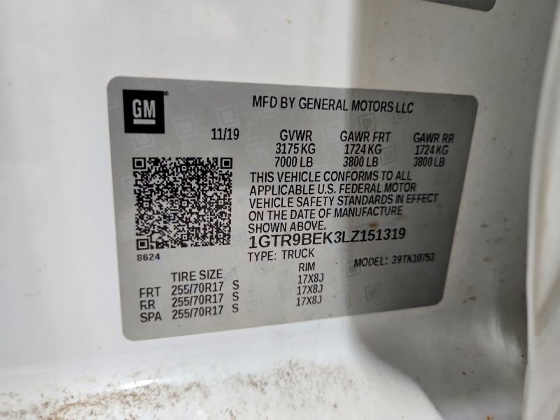Продаж на аукціоні авто 2020 Gmc Sierra, vin: 1GTR9BEK3LZ151319, номер лоту: 65815986