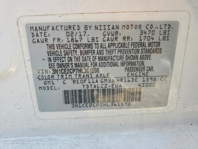 Aukcja sprzedaży 2017 Nissan Versa Note, vin: 3N1CE2CP7HL361598, numer aukcji: 65919376