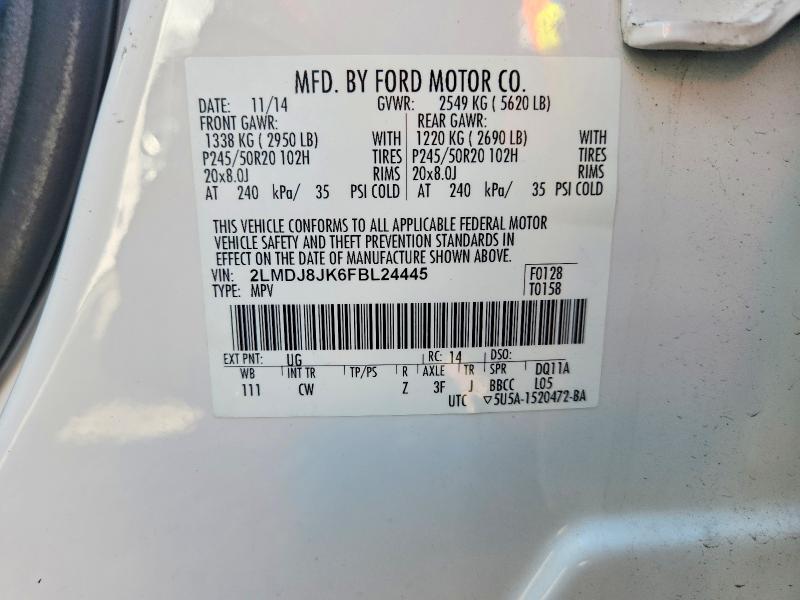 Продаж на аукціоні авто 2015 Lincoln Mkx, vin: 2LMDJ8JK6FBL24445, номер лоту: 63469726