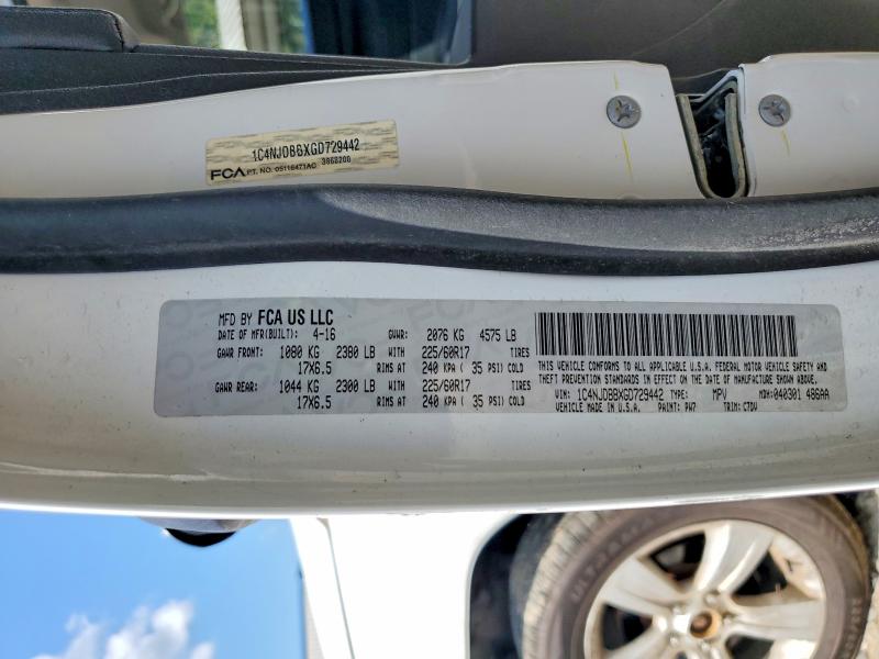 Aukcja sprzedaży 2016 Jeep Compass, vin: 1C4NJDBBXGD729442, numer aukcji: 63850546