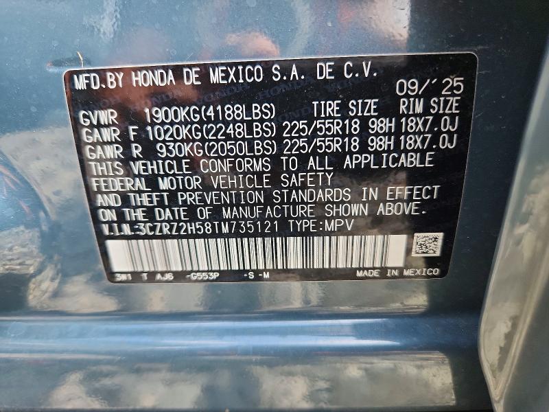 Aukcja sprzedaży 2026 Honda Hr-v, vin: 3CZRZ2H58TM735121, numer aukcji: 64045606