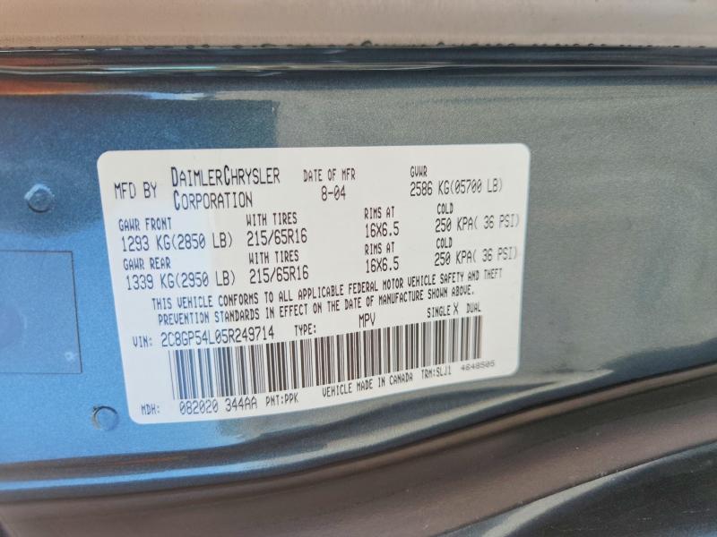 64982976 :رقم المزاد ، 2C8GP54L05R249714 vin ، 2005 Chrysler Town & Country مزاد بيع