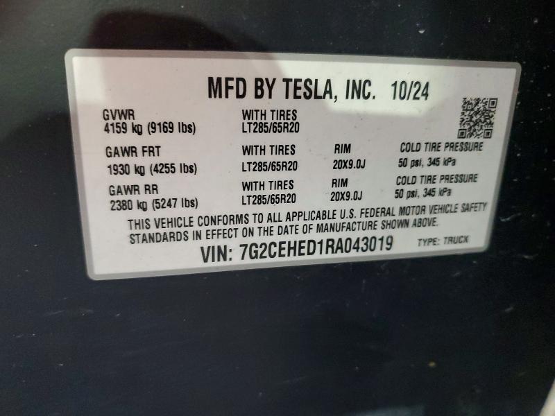 Aukcja sprzedaży 2024 Tesla Cybertruck, vin: 7G2CEHED1RA043019, numer aukcji: 64340536