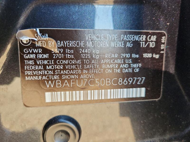 Продаж на аукціоні авто 2011 Bmw 535, vin: WBAFU7C50BC869727, номер лоту: 64466086