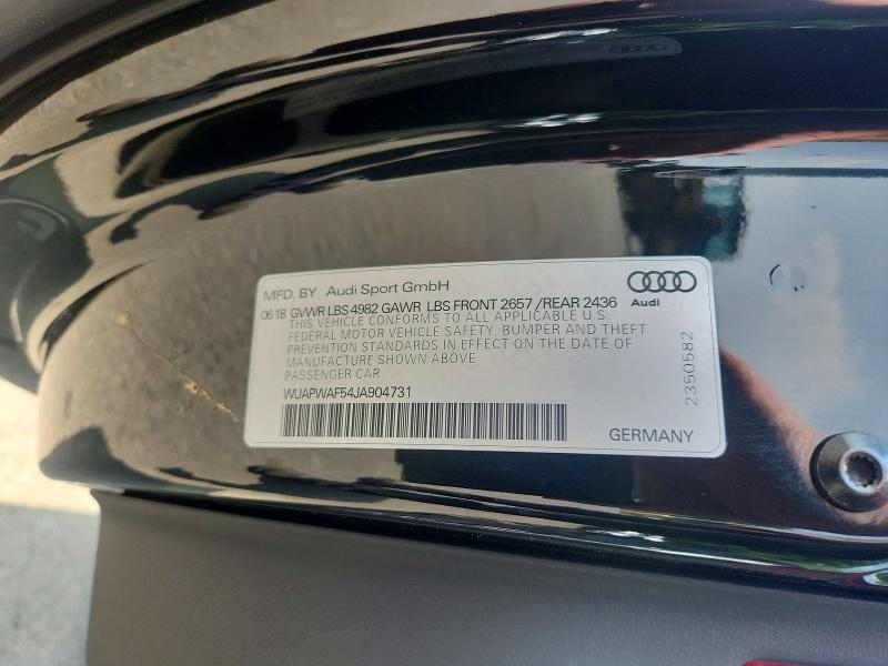 Aukcja sprzedaży 2018 Audi Rs5, vin: WUAPWAF54JA904731, numer aukcji: 64309796