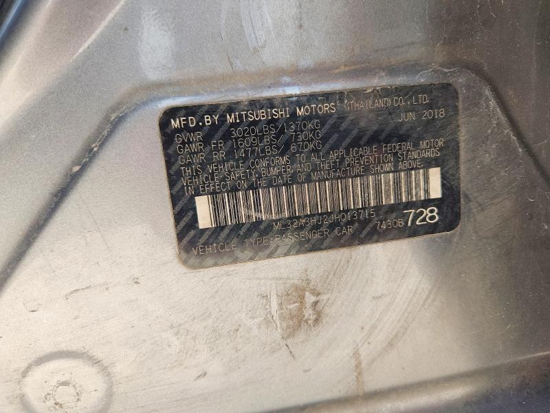 2018 Mitsubishi Mirage მანქანა იყიდება აუქციონზე, vin: ML32A3HJ2JH013715, აუქციონის ნომერი: 64203506