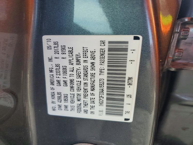 Продажа на аукционе авто 2010 Honda Accord, vin: 1HGCP2F33AA155273, номер лота: 64259186