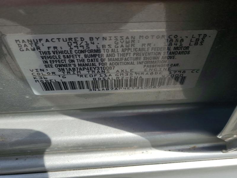 Продажа на аукционе авто 2014 Nissan Sentra, vin: 3N1AB7AP4EY310087, номер лота: 63530516