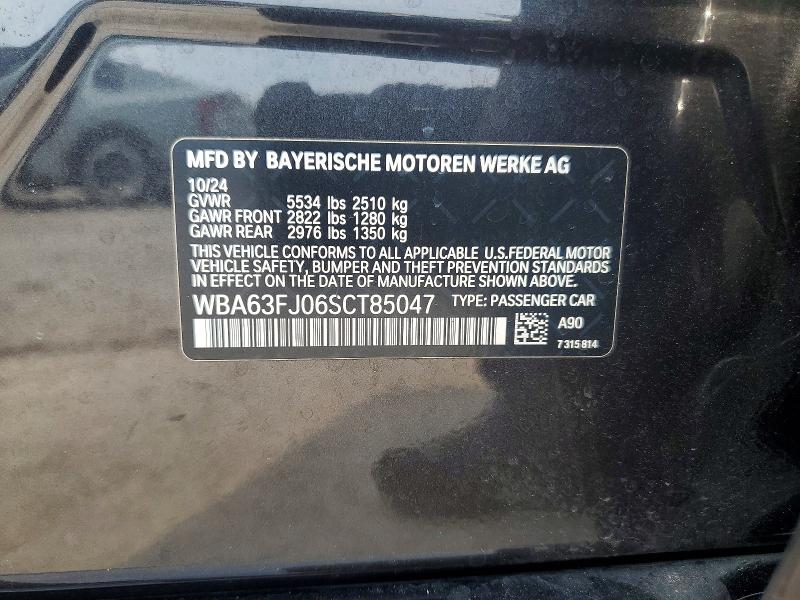 Продаж на аукціоні авто 2025 Bmw 540, vin: WBA63FJ06SCT85047, номер лоту: 64954186