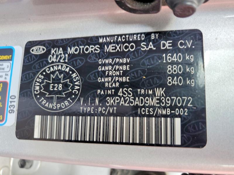 Aukcja sprzedaży 2021 Kia Rio, vin: 3KPA25AD9ME397072, numer aukcji: 66010256