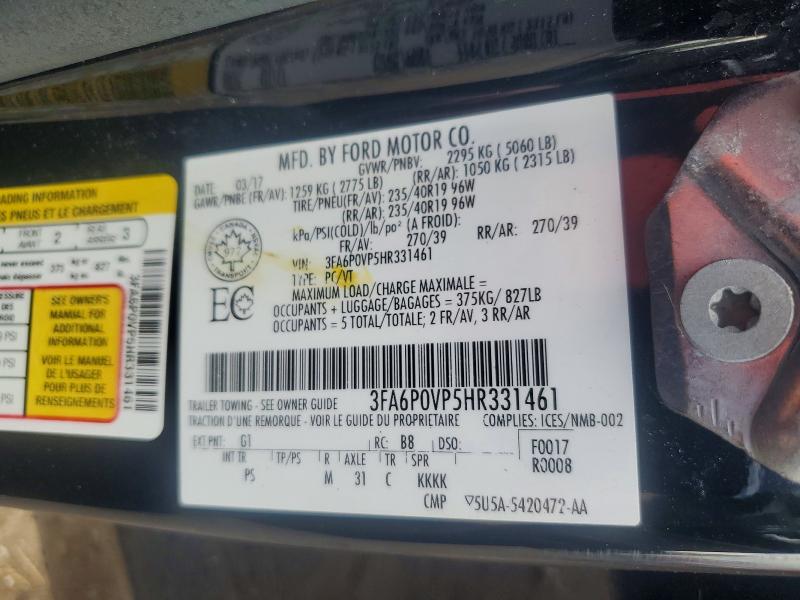Aukcja sprzedaży 2017 Ford Fusion, vin: 3FA6P0VP5HR331461, numer aukcji: 63280676
