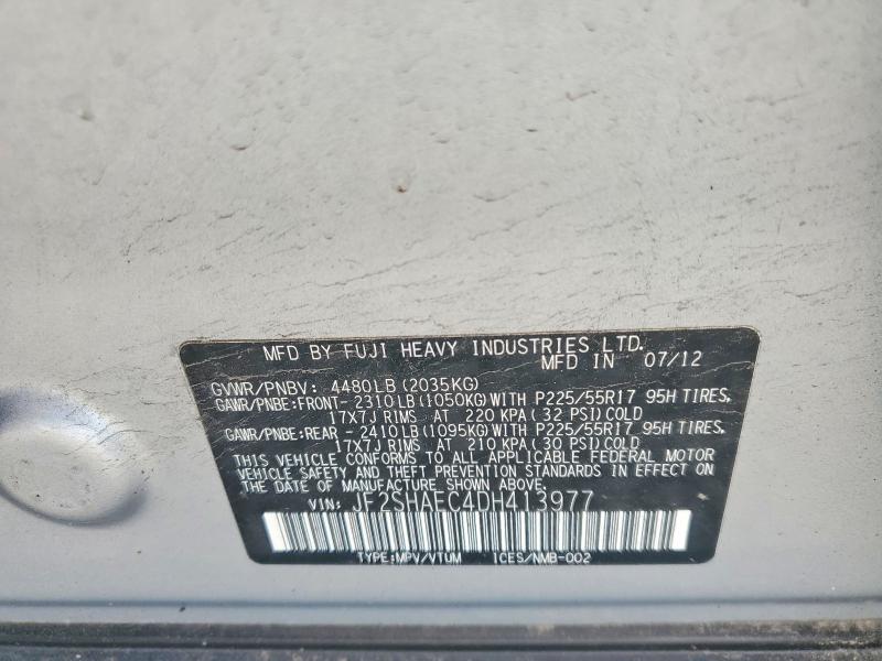 Продаж на аукціоні авто 2013 Subaru Forester, vin: JF2SHAEC4DH413977, номер лоту: 66216236