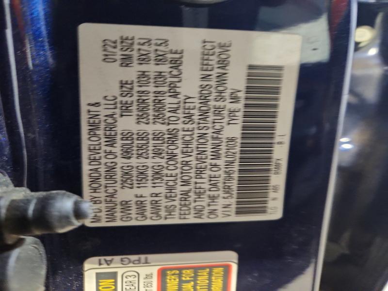 Продаж на аукціоні авто 2022 Honda Cr-v, vin: 5J6RT6H51NL021036, номер лоту: 67276176