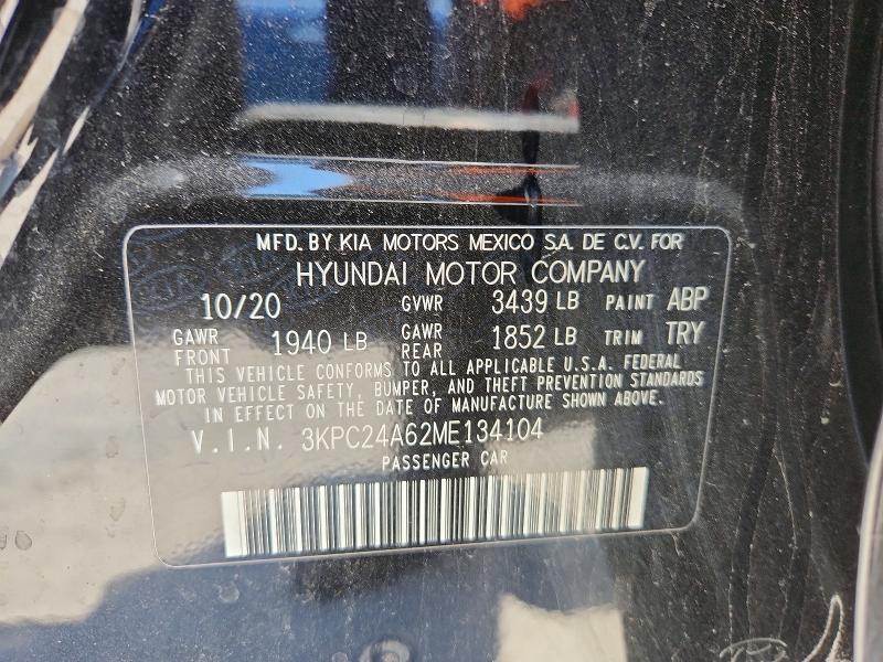 67056176 :رقم المزاد ، 3KPC24A62ME134104 vin ، 2021 Hyundai Accent مزاد بيع